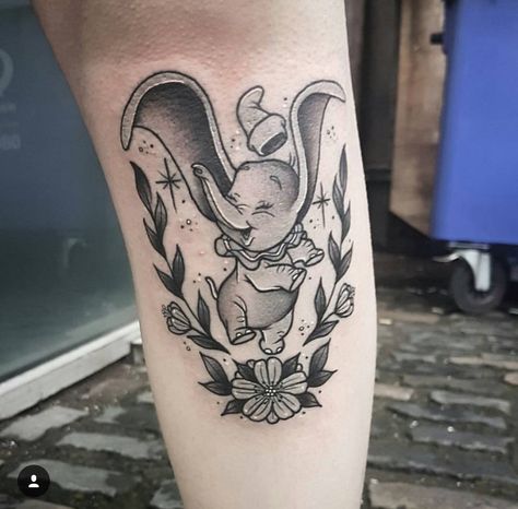 Small Dumbo Tattoo, Cute Dumbo Tattoo, Dumbo And Mom Tattoo, Heather Tattoos, Disney Dumbo Tattoo, Dumbo Tattoo, Piston Tattoo, Citation Silence, Baby Elephant Tattoo