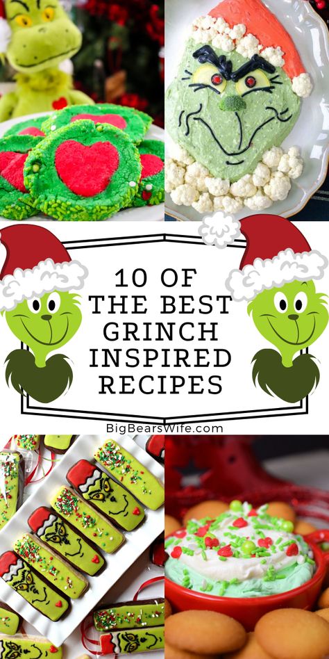 Christmas Desserts Grinch, Easy Grinch Cookies, Grinch Cookies Recipe, Christmas Cookies Grinch, Grinch Christmas Treats, Grinch Snack, Cute Christmas Desserts, Grinch Cookies, Holiday Characters