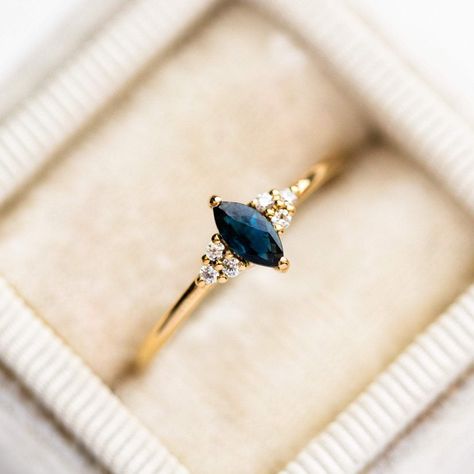 Stack Rings Gold, Marquise Sapphire, Stack Rings, Blue Engagement Ring, Trio Ring, Gold Sapphire Ring, Gold Rings Stackable, Marquise Ring, Gorgeous Ring