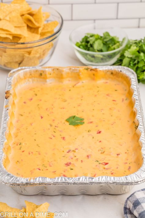 Grilled Queso Recipe Rotel Dip On The Grill, Queso On Grill, Queso Dip On The Grill, Queso On The Blackstone, Cheese Dip On The Grill, Grill Queso Dip, Side Dishes On The Grill, Queso On The Grill, Caso Dip