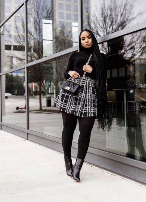 Black Fall Outfits Black Women, Long Boot Outfits Fall, Fall Outfits With Skirts Black Women, Black Collar Shirt Outfit Woman, What To Wear To The Fair Fall, Office Christmas Party Outfit Black Women, Furneal Ideas Outfits Black, Black Women Winter Outfits Fashion Ideas, Thanksgiving Outfit Inspo Plus Size