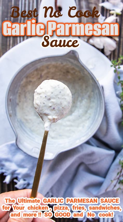 This is our favorite Garlic Parmesan Sauce. We use it endlessly and always have some in the fridge. And when you try it, I assure you it will be your favorite too! Creamy and flavorful garlic parmesan sauce recipe that you can toss on chicken wings or pizza, or use it as a dip. No cooking needed, just a bowl and a spoon! Creamy Garlic Parmesan Wings Sauce, Creamy Garlic Parmesan Wings, Creamy Garlic Parmesan Chicken Wings, Garlic Parmesan Wings Sauce, Dipping Sauce For Wings, Garlic Parmesan Dip, Garlic Parmesan Sauce Recipe, Garlic Parm Wings, Parmesan Garlic Sauce