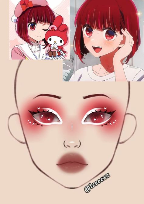 Pink Anime Makeup, Anime Makeup Kawaii, Anime Makeup Looks, Anime Inspired Makeup, Anime Makeup Ideas, Makeup Anime, Teknik Makeup, Halloween Gesicht, Makeup Charts