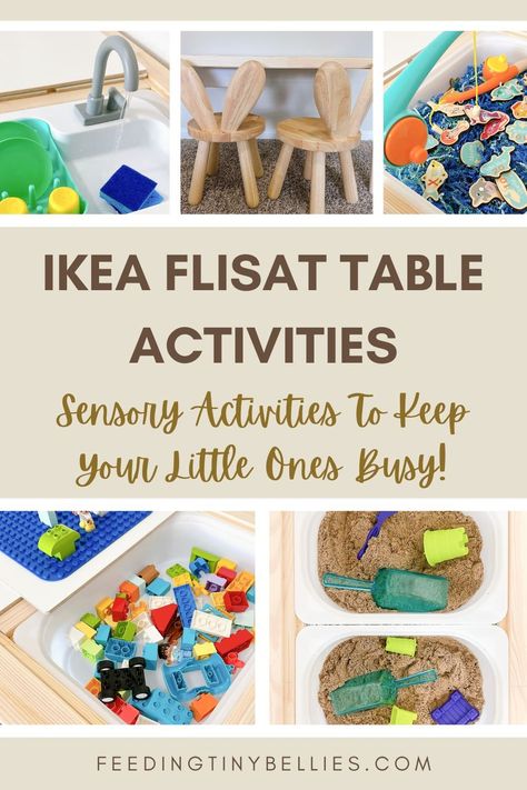 Flisat Table Ideas (Activities For Toddlers) - Feeding Tiny Bellies Flisat Table Ideas, Ikea Kids Table, Ikea Flisat Table, Recipes For Babies, Flisat Table, Toddler Sensory Bins, Kids Activity Table, Baby Play Activities, Toddler Table