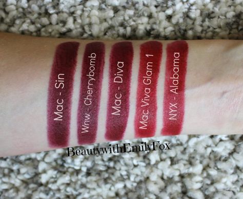 Sin Mac Lipstick, Mac Sin Lipstick, Lipstick Drugstore, Mac Sin, Mac Whirl, Mac Diva, Mac Makeup Eyeshadow, Mac Diva Lipstick, Makeup Tutorial Mac