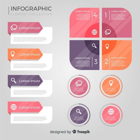 Flat infographic element collection | Premium Vector #Freepik #vector #text-box-infographics #info-box #infographic-box #chart-design Flat Infographic, Scientific Poster Design, Mẫu Power Point, Infographic Layout, Infographic Inspiration, Infographic Map, Info Board, Desain Buklet, Infographic Design Layout