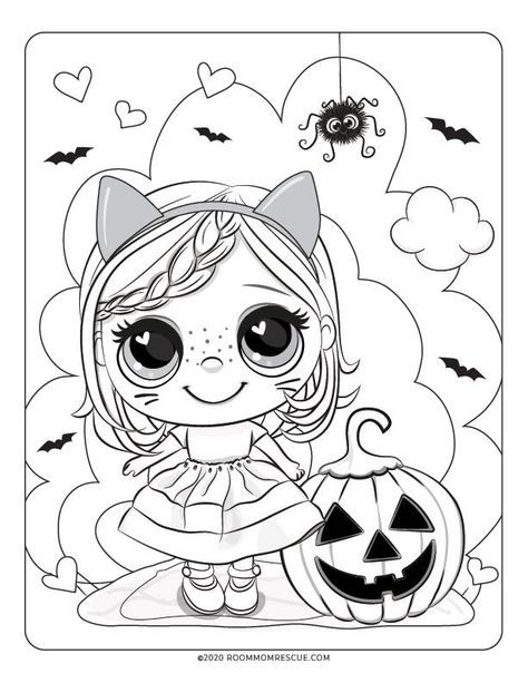 Cute Halloween coloring pages are a great way to spend time and have fun with the kids! Get a free copy of this printable coloring page featuring a cute trick or treater and jack-o-lantern pumpkin. Print out this free PDF and let little ones color away. Cute Halloween Coloring Pages, Fun Halloween Activities, Free Halloween Coloring Pages, Halloween Class Party, Halloween Crafts Preschool, Halloween Words, Room Mom, Halloween Activities For Kids, Fun Halloween Decor