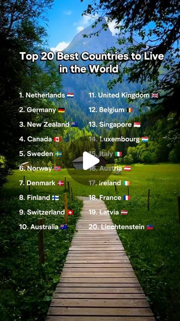 Keepwatching on Instagram: "Top20 best countries to live in the world #countries #geography #country #flag #rank #foryou #fyp" Best Countries To Live In, World Countries, Cool Countries, Amazing Places, Countries Of The World, Beautiful World, Geography, The Good Place, Favorite Places