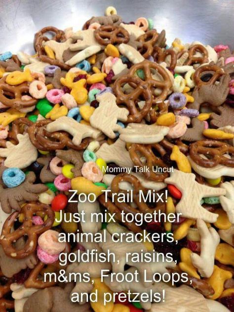 Zoo Trail Mix Cheap Lunches, Vbs Snacks, Trail Mix Recipes, Dessert Parfait, Teddy Grahams, Preschool Snacks, Kids Treat, Snack Mix Recipes, Dessert Dips