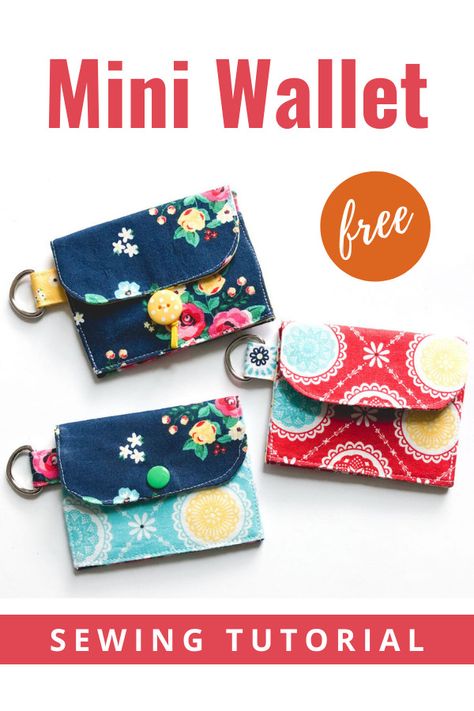 Mini Wallet FREE sewing tutorial. If it's a mini wallet that you want then you have come to the right place. This Mini Wallet as its name suggests is a small size wallet. It has a D-ring to attach to a lanyard, and two pockets, one for change and one for cash. Free sewing pattern for a small wallet with d-ring to attach to your keys or wear on a lanyard. Small coin purse free sewing pattern. SewModernBags Snap Change Purse Pattern, Card Wallet Template Free, Easy Coin Purse Sewing Pattern, Easy Sew Wallet Free Pattern, Sewing Credit Card Holder Free Pattern, Crochet Small Wallet Pattern Free, Mini Wallet Sewing Pattern Free, Free Wallet Pattern Pdf, Credit Card Wallet Pattern Free