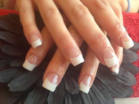 Full set of acrylic nails with white tips | Full set of acry… | Flickr Acrylic White Tips, Acrylic Nails With White, White Tip Acrylic Nails, Nails With White, White Tip Nails, White Tips, Tanning Salon, French Acrylic Nails, White Tip