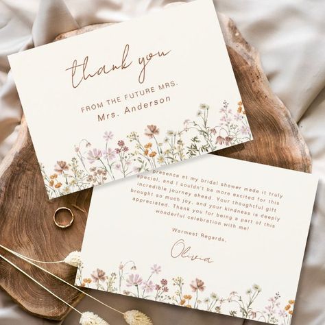 Terracotta Wildflower Bridal Shower Thank You Card Terracotta Backdrop, Terracotta Color Palette, Wildflower Bridal Shower, Terracotta Color, Girly Design, Free Birthday Invitation Templates, Free Birthday Invitations, Graduation Invitations, Thank You Notes