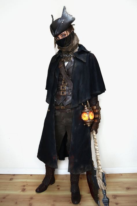 "This is a digital PDF E-Book + patterns about how to make an entire Bloodborne Hunter cosplay yourself. This E-Book includes: - 51 pages with techniques, tips and tricks. - 146 full colour images - Tool and material lists - Easy, ready-to-print A4 and US letter 1:1 scale sewing patterns of all parts - Easy, ready-to-print A4 and US letter 1:1 scale foam patterns of all parts - Construction instructions - Information on printing, materials needed etc. - Links and websites for what needs to be pu Bloodborne Hunter Cosplay, Bloodborne Costume, Bloodborne Clothes, Bloodborne Outfits, Bloodborne Cosplay, Bloodborne Hunter, Long Hunter, Steampunk Man, Leia Costume