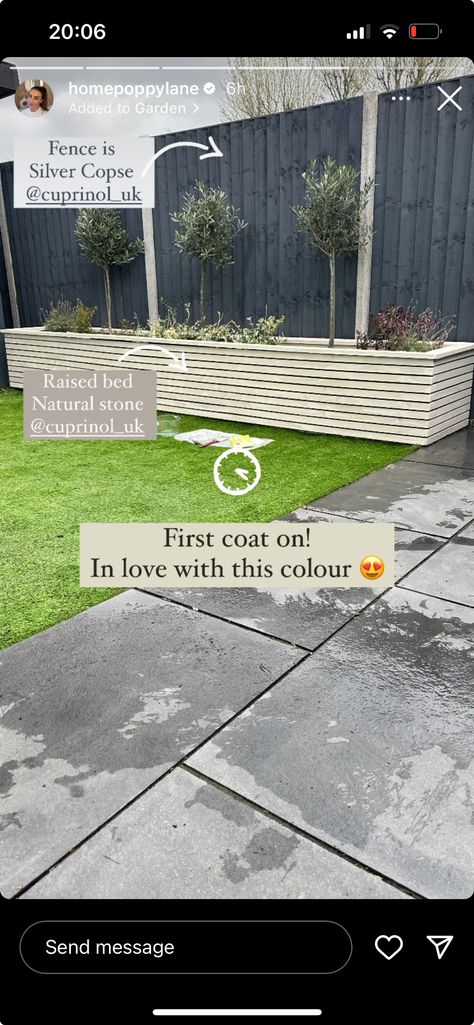 Garden Fence Paint Ideas, Garden Paint Ideas, Garden Fence Colours Ideas, Fence Colour Ideas, Painted Decking, Garden Fence Colours, Fence Paint Colours, Garden Diy Decoration Ideas, Blue Fence