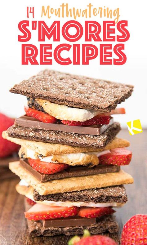 S'more Variations, S’mores Variations, Fancy Smores Ideas, S'mores Recipes, Smores Ideas Campfire, S’mores Recipes, Smores Recipes Ideas, S’mores Ideas, Smores Variations