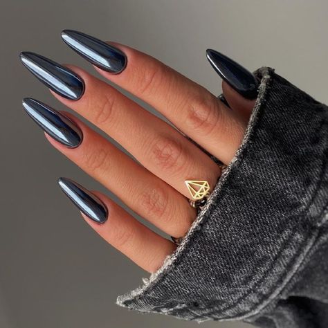 Purple Chrome Nails, November Nails, Nail Colors Winter, Gray Nails, Minimalist Nails, Dream Nails, Chic Nails, Chrome Nails, Perfect Nails