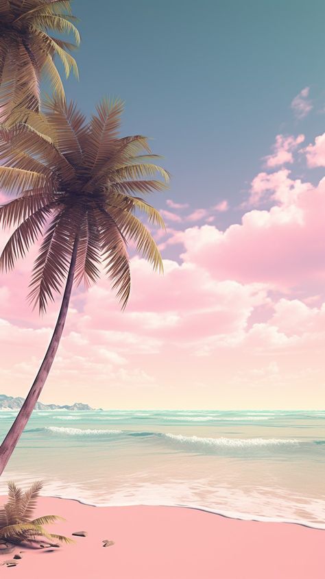 Pink Beach Wallpaper Iphone, Good Phone Backgrounds, Palm Tree Background, Tree Wallpaper Iphone, Holiday Iphone Wallpaper, Beach Wallpaper Iphone, Pastel Background Wallpapers, Wallpaper Sunset, Cute Blue Wallpaper