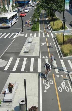 Innovative design at the intersection of complete streets, green infrastucture | Crain's Detroit Business Bike Infrastructure, Spatial Planning, Streetscape Design, Town Planning, Walkable City, Urban Design Plan, Brand Activation, Urban Sketches, Urban Landscape Design