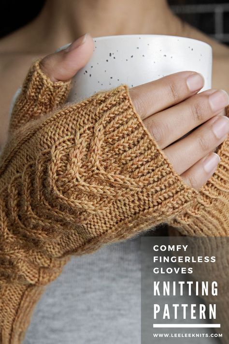 Comfy Fingerless Gloves Knitting Pattern Materials: To make one pair of gloves, you will need the following materials 3/4 skein (approx. 175 yards) Knit Picks Capretta Fingering Weight Yarn in Tansy Heather. Size 2 (3 mm) 32” circular (for magic loop method), or double pointed knitting needles for knitting in the round. Stitch markers. Scissors. Yarn needle. Gauge: 7.5 stitches, 9 rows = 1” in stockinette stitch. Size: These stretchy gloves are made to fit a medium sized adult woman’s hand. Fingerless Gloves Knitting Pattern, Fingerless Mitts Knit, Fingerless Mittens Knit, Gloves Knitting Pattern, Fingerless Mittens Pattern, Gloves Knitting, Winter Knitting Patterns, Knitting Gloves Pattern, Fall Knitting Patterns