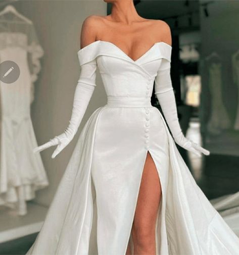 Wedding Dresses With Gloves, Wedding Dress With Gloves, Gloves Wedding Dress, Gown With Gloves, Wedding Dress Gloves, Dress And Gloves, Dress With Gloves, Wedding Dress Bustle, Off Shoulder Wedding Dress