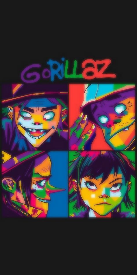 Gorillaz Albums, Gorillaz Band, Monkeys Band, Gorillaz Art, Desain Editorial, Music Poster Design, Pop Art Canvas, Pop Art Posters, Band Posters