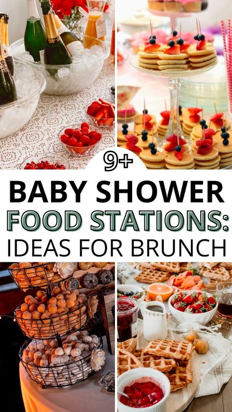 Elevate your baby shower brunch with these creative food station ideas! From a mouthwatering parfait bar to a savory bagel spread, discover easy and make-ahead options that will impress your guests. These baby shower food ideas will be loved by all! Easy Baby Shower Breakfast Food, Brunch Ideas Family, Easy Brunch Shower Food, Brunch Charcuterie Table Ideas, Brunch Party Finger Foods, Bagel Bar Baby Shower Brunch Party, Baby Boy Shower Brunch Food Ideas, Brunch Station Ideas, Brunch Ideas For Party