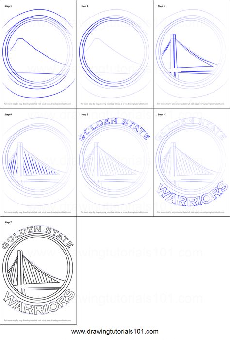 How to Draw Golden State Warriors Logo printable step by step drawing sheet : DrawingTutorials101.com Stephen Curry Drawing Easy, Golden State Warriors Tattoo, Golden State Warriors Birthday Party, Golden State Warriors Wallpapers, Golden State Warriors Bedroom, Golden State Warriors Cake, Warriors Cake, Golden State Warriors Party, Golden State Warriors Birthday