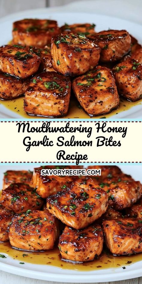 Craving a simple yet flavorful seafood dinner? The Mouthwatering Honey Garlic Salmon Bites recipe offers a perfect blend of sweetness and zest. It’s an ideal choice for a quick weeknight meal. Don’t forget to save this recipe for your next seafood dinner inspiration! Honey Garlic Salmon Bites, Garlic Salmon Bites, Honey Soy Salmon, Healthy Salmon Dinner, Easy Seafood Dinner, Soy Salmon, Salmon Stir Fry, Seafood Dinner Ideas, Salmon Bites Recipe