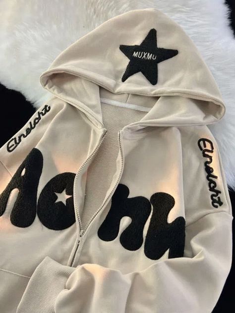 Flocking Letter Print Oversized Hoodie Mode Converse, Star Hoodie, غرفة ملابس, Quick Outfits, Mein Style, Really Cute Outfits, Casual Style Outfits, Dream Clothes, Oversize Hoodie