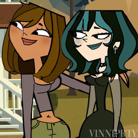 Gwen Total Drama Hair Dye, Total Drama Courtney Redesign, Courtney Total Drama Redesign, Courtney X Gwen Total Drama, Gwen And Courtney Total Drama Fanart, Total Drama Island All Characters, Courtney Redesign, Gwen Redesign Total Drama, Total Drama Gwen X Courtney