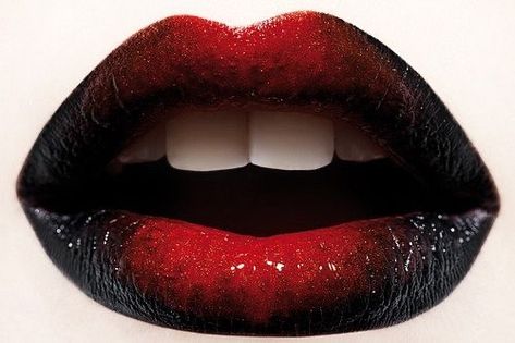 Ombre Lipstick, Lips Inspiration, Orange Lips, Ombre Lips, Black Lipstick, Black Lips, Gothic Makeup, Red Ombre, Lip Art