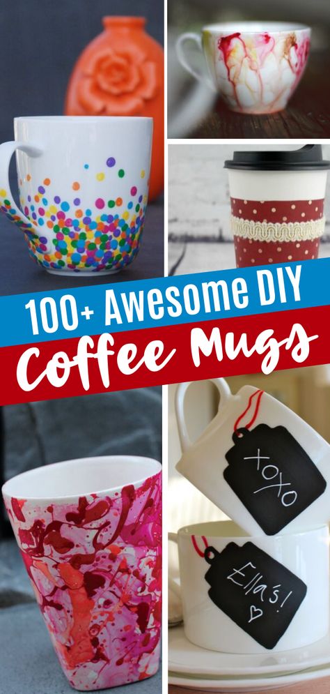 Awesome DIY Coffee Mug Art Creations perfect as easy DIY gifts for friends and family! Learn how to make personalized mugs at home with these mug painting ideas and decorations. Save this creative homemade gift idea for later! Coffee Mug Diy Ideas, Marker Mugs Diy Coffee Cups, Diy Coffee Mugs Paint, Diy Pottery Mug Painting, Decorating Mugs Diy, Decorating Ceramic Mugs, Paint Your Own Cup Ideas, Art Mugs Design, Coffee Mug Decorating Diy