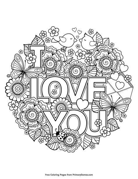 Free printable Valentine's Day coloring pages for use in your classroom and home from PrimaryGames. Valentine Coloring Sheets, Adult Valentines, Valentines Day Coloring Page, Valentine Coloring Pages, Heart Coloring Pages, Love Coloring Pages, Valentines Day Coloring, Free Adult Coloring Pages, Mandalas Drawing