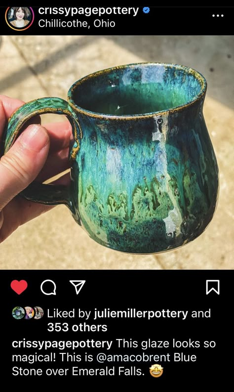 Amaco Emerald Falls, Emerald Falls Glaze, Glazing Ideas, Glaze Combinations, Glaze Combos, Glaze Ideas, Pottery Glaze, Amaco Glazes, Stylist Tattoos