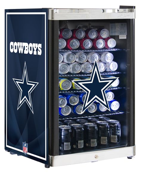 Dallas Cowboys Get the perfect finishing touch for any room in your home when you grab this NFL 4.59 cu. ft. Beverage Center with glass door. This awesome piece lets everyone who enters your home know that you're proud to be a loyal NFL fan. Dallas Cowboys Room Decor, Dallas Cowboys Room, Dallas Cowboys Theme, Cowboy Room, Dallas Cowboys Decor, Cowboys Men, Beverage Center, Beverage Refrigerator, Dallas Cowboy