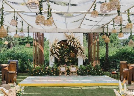 KV Designs & Decor (@kvdecorgoa) • Instagram photos and videos Goa Wedding, Haldi Decor, Muted Colour, Marriage Decoration, Haldi Ceremony, Boho Theme, Minimal Wedding, Wedding Goals, Wedding Signage