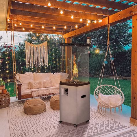 A Glass Patio Heater: Outdoor Square Standing Glass Propane Patio Heater Summer Outdoor Decor, Diy Porch Swing, Propane Patio Heater, Balkon Design, Glass Structure, Patio Inspiration, Diy Porch, Want To Be Loved, Small Balcony Ideas