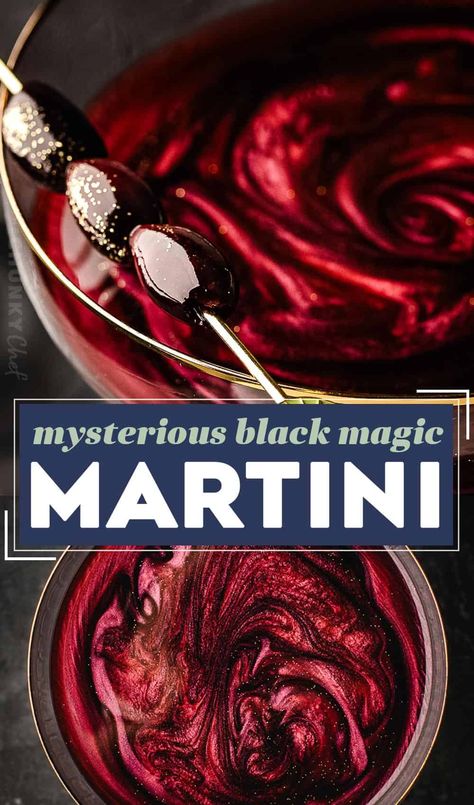 This spooky and mysterious black magic martini is made with just 4 ingredients (including optional garnishes) and is absolutely perfect for Halloween! Stir in edible luster dust to give your vodka martini eerie and mystical swirls! Martini Party Ideas Decoration, Halloween Martini, Black Vodka, Martini Party, Edible Luster Dust, Midnight Express, Vodka Martini, Birthday Dinner Party, Luster Dust