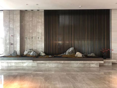 Tea House Design, Interior Design Living Room Modern, Hotel Lobby Design, Stone Wall Design, Lobby Interior Design, Pool Landscape Design, Hotel Lounge, Internal Courtyard, Lobby Interior