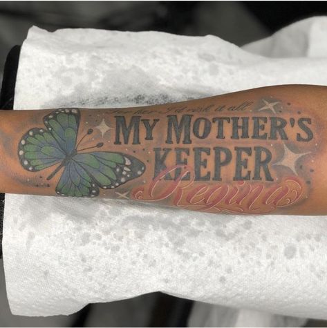 Grandma Tattoo Sleeve, My Keeper Tattoo, Fye Tattoos For Black Women, Tattoo Dedicated To Mom, My Mothers Keeper Tattoo, Siblings Keeper Tattoo, Tattoo Ideas For Grandma, Tattoo For Grandma, Tattoos For Grandma