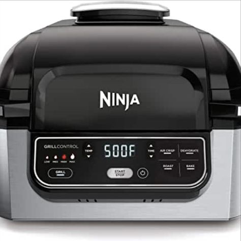 Ninja AG301 Foodi 5-in-1 Indoor Grill with Air Fry, Roast, Bake & Dehydrate, Black/Silver Deep Fried French Fries, Best Grilled Chicken Recipe, Ninja Grill, Indoor Electric Grill, Electric Air Fryer, Ninja Kitchen, Copper Chef, Air Fryer Review, Indoor Grill