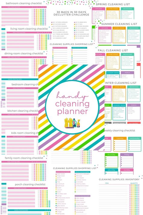 Organize all of your home cleaning tasks with this FREE Printable Cleaning Planner. Includes daily, weekly and monthly cleaning schedules and checklists, checklists by rooms, seasonal cleaning lists, cleaner shopping lists, and a 30 day declutter challenge! Just download, print and get cleaning! Cleaning Calendar Printable, Clean House Aesthetic, Cleaning List Printable, House Cleaning Checklist Printable, Weekly Cleaning Schedule Printable, 30 Day Declutter Challenge, Cleaning Checklist Printable Free, Bedroom Cleaning Checklist, 30 Day Declutter