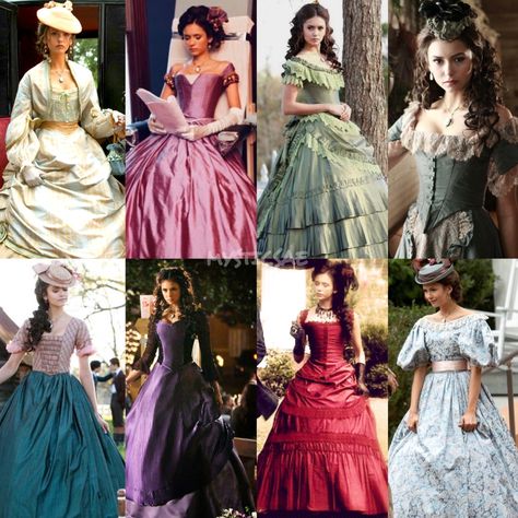 Katherine Pierce Red Dress, Kathrine Pierce Dresses, Katherine Pierce 1800s, Katherine Pierce Victorian Dresses, Katherine 1864 Dresses, Katherine Pierce Gowns, Katherine Pierce 1864 Outfit, Katherine Pierce Aesthetic 1864, Tvd Ball Gowns