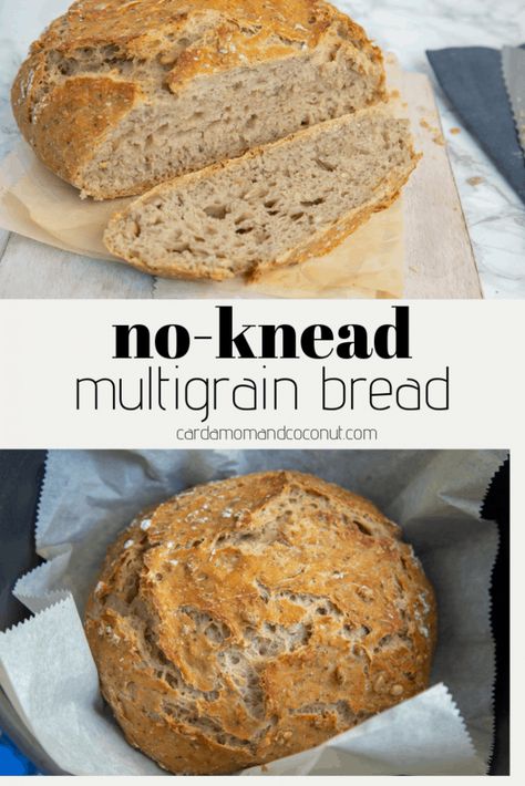 No Knead Multigrain Bread Recipe, Multigrain Bread Recipe, Multi Grain Bread, Multigrain Bread, Dutch Oven Bread, Healthy Bread Recipes, Sandwich Bread Recipes, Artisan Bread Recipes, Yeast Bread Recipes