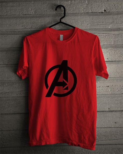 Avengers Logo Red T Shirt Red Tshirt Design Ideas, Avengers Tshirt Design, Red Tshirt Outfit, Avengers T Shirt, Marvel Hoodies, Avengers Logo, Marvel Clothes, Mrs Shirt, T Shirt Painting