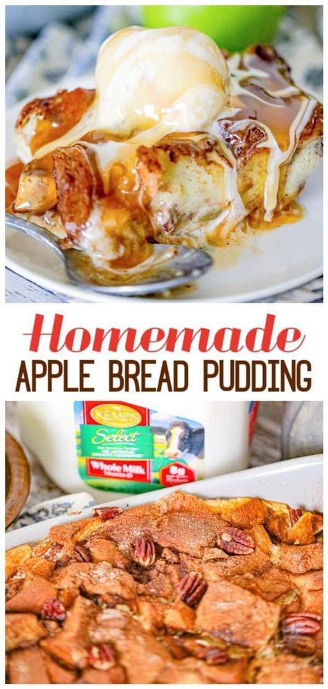 Indulge in the cozy, nostalgic flavors of our Old Fashioned Easy Apple Bread Pudding Recipe. This delectable treat combines the heartiness of baked bread with the sweetness of caramel-tossed abundant apples for an absolutely irresistible dessert. Perfect for family gatherings, or just to reward yourself after a long day. Jump into the sweet allure of this timeless pudding today! Apple Cinnamon Bread Pudding, Caramel Apple Bread Pudding, Apple Bread Pudding Recipe, Pudding Recipes Homemade, Apple Bread Pudding, Best Apples For Baking, Old Fashioned Bread Pudding, Bread Pudding With Apples, Apple Cinnamon Bread