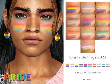 The Sims Resource - Lira Pride Flags 2023 Ts4 Makeup, Sims 4 Cas Background, Makeup Cc, Brazil Carnival, Pride Makeup, Sims4 Cc, Sims 4 Cas, Sims Community, Ts4 Cc