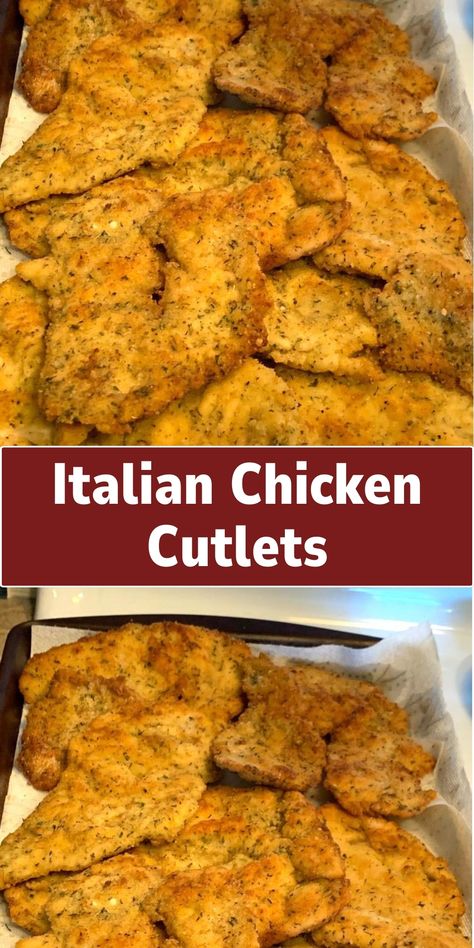 Indulge in the crispy perfection of Italian Chicken Cutlets. These tender chicken breasts are coated in a seasoned breadcrumb mixture and pan-fried to golden brown. Serve them with your favorite sauce or atop a bed of pasta for a delightful Italian-inspired meal. Italian Chicken Cutlets, Fried Breaded Chicken, Fried Chicken Cutlets, Chicken Cutlet Recipes, Breaded Chicken Cutlets, Thanksgiving Menu Ideas Side Dishes, Chicken Cutlet, Chicken Breast Cutlet, Cutlets Recipes