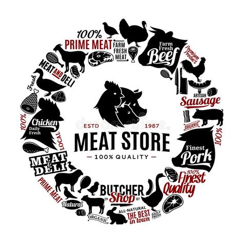 Butchery Logo, Deli Logo, Sausage Brands, Company Badge, Meat Butcher, Goose Design, Butcher Box, Meat Store, Grocery Store Design