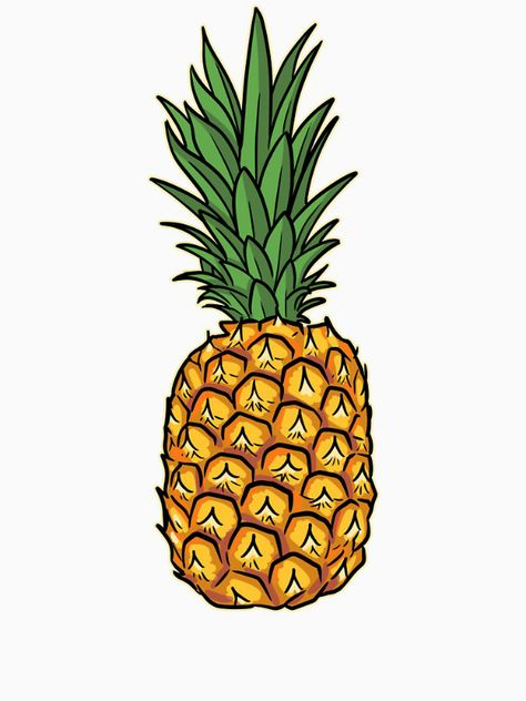 Beautiful pineapple illustration of sweet and exotic tropical fruit for lovers of pineapples.  You will love this design on a t-shirt, clothing for men and women, stickers, coasters, wall art and more! Perfect fun gift idea for cool people that love pop art. Pineapple Line Drawing, Pineapple Illustration Design, Exotic Illustration, Pineapple Pictures, Sweet Sticker, Pineapple Drawing, Women Stickers, Pineapple Art Print, Pineapple Illustration